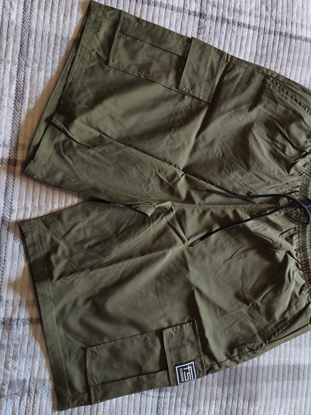 Men's Olive Green Cargo Swim Shorts - Unbranded